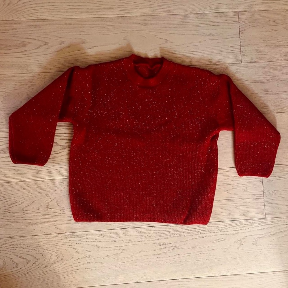 Cranberry Tinsel Sweater NWOT